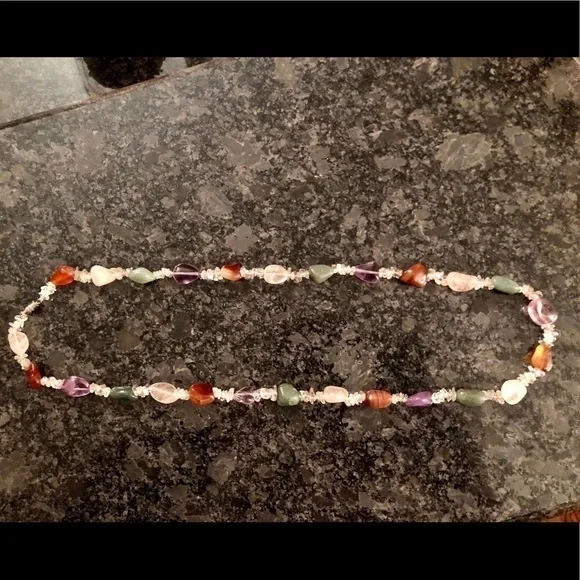 Genuine Gem Stone Necklace Amethyst Rose Quartz Blue Green Chic Classy Chic - Picture 7 of 9